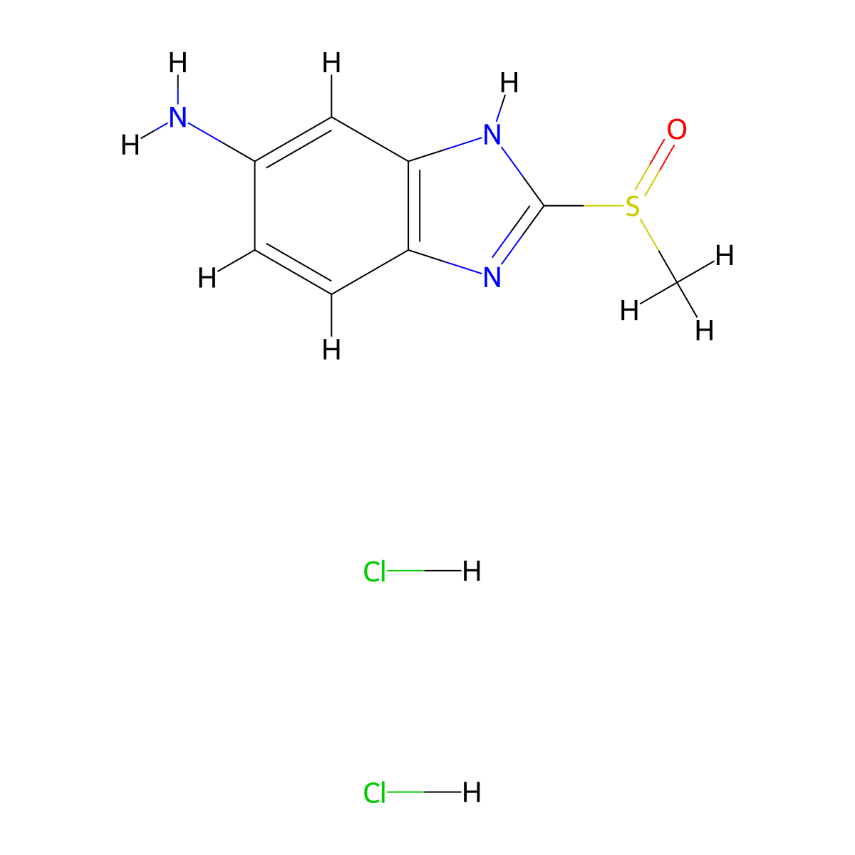 2-methanesulfinyl-1H-1,3-benzodiazol-6-amine dihydrochloride molecular structure, CAS 2305253-09-0