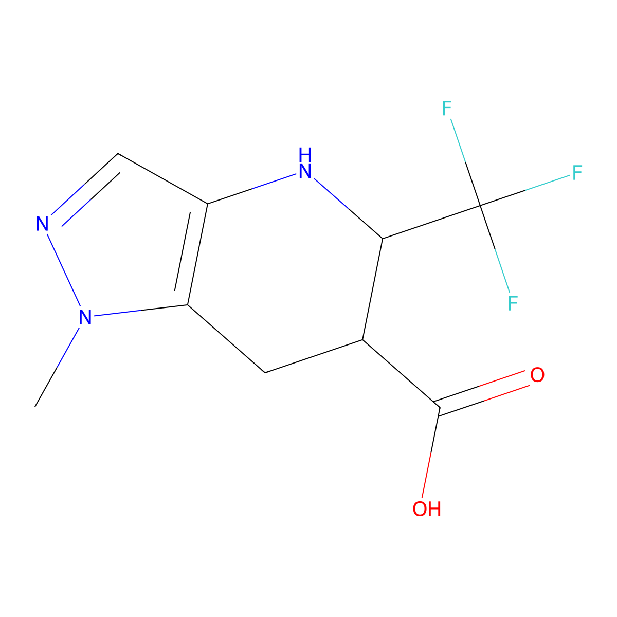 1-Methyl-5-(trifluoromethyl)-4,5,6,7-tetrahydropyrazolo[4,3-b]pyridine-6-carboxylic acid molecular structure, CAS 2305253-10-3