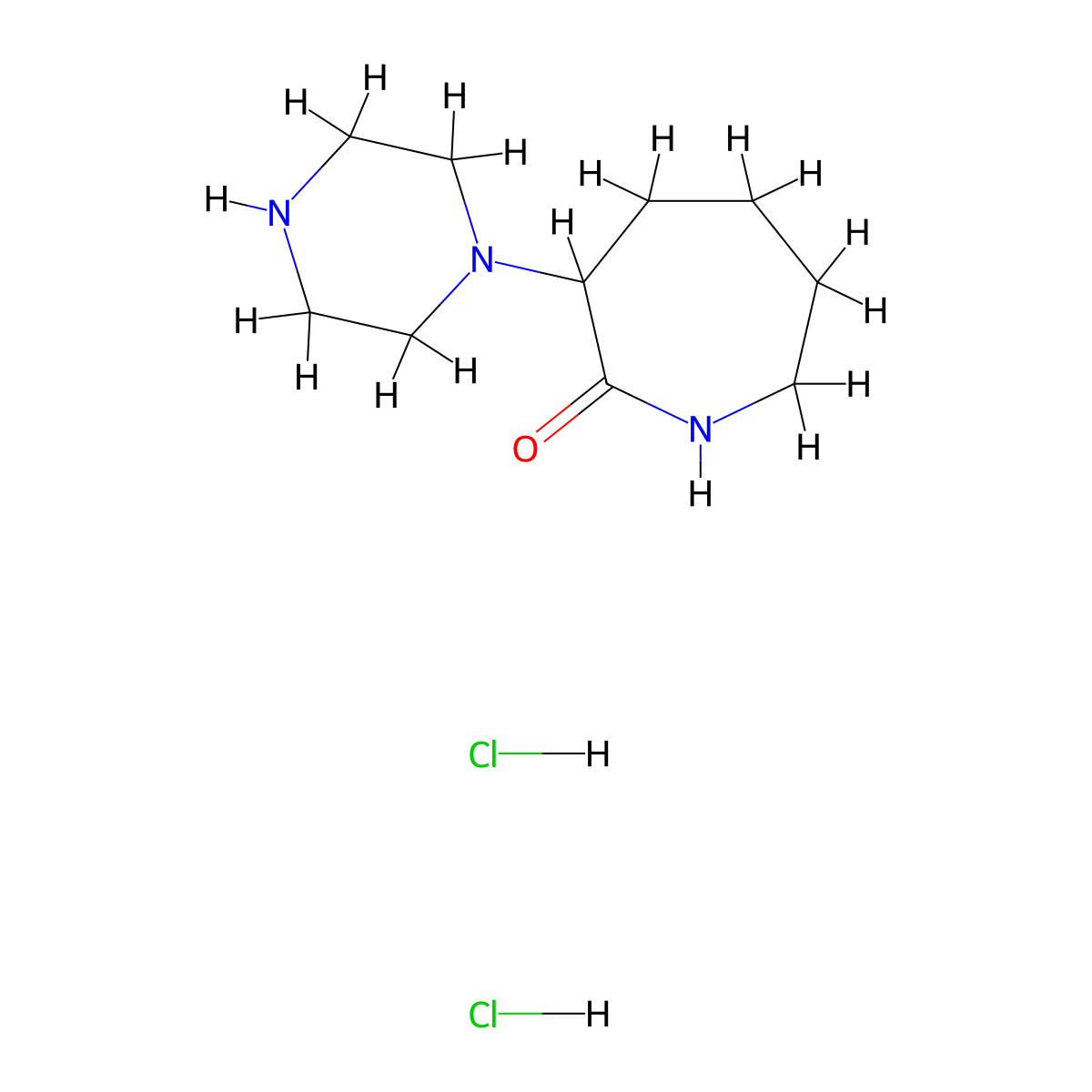 3-(Piperazin-1-yl)azepan-2-one dihydrochloride molecular structure, CAS 2305253-25-0