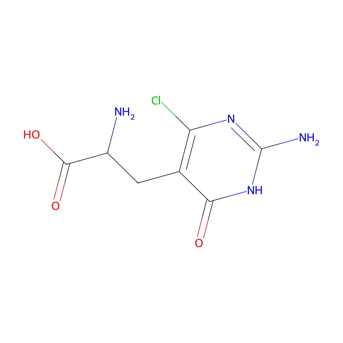 2-Amino-3-(2-amino-4-chloro-6-oxo-1,6-dihydropyrimidin-5-yl)propanoic acid molecular structure, CAS 2305253-35-2
