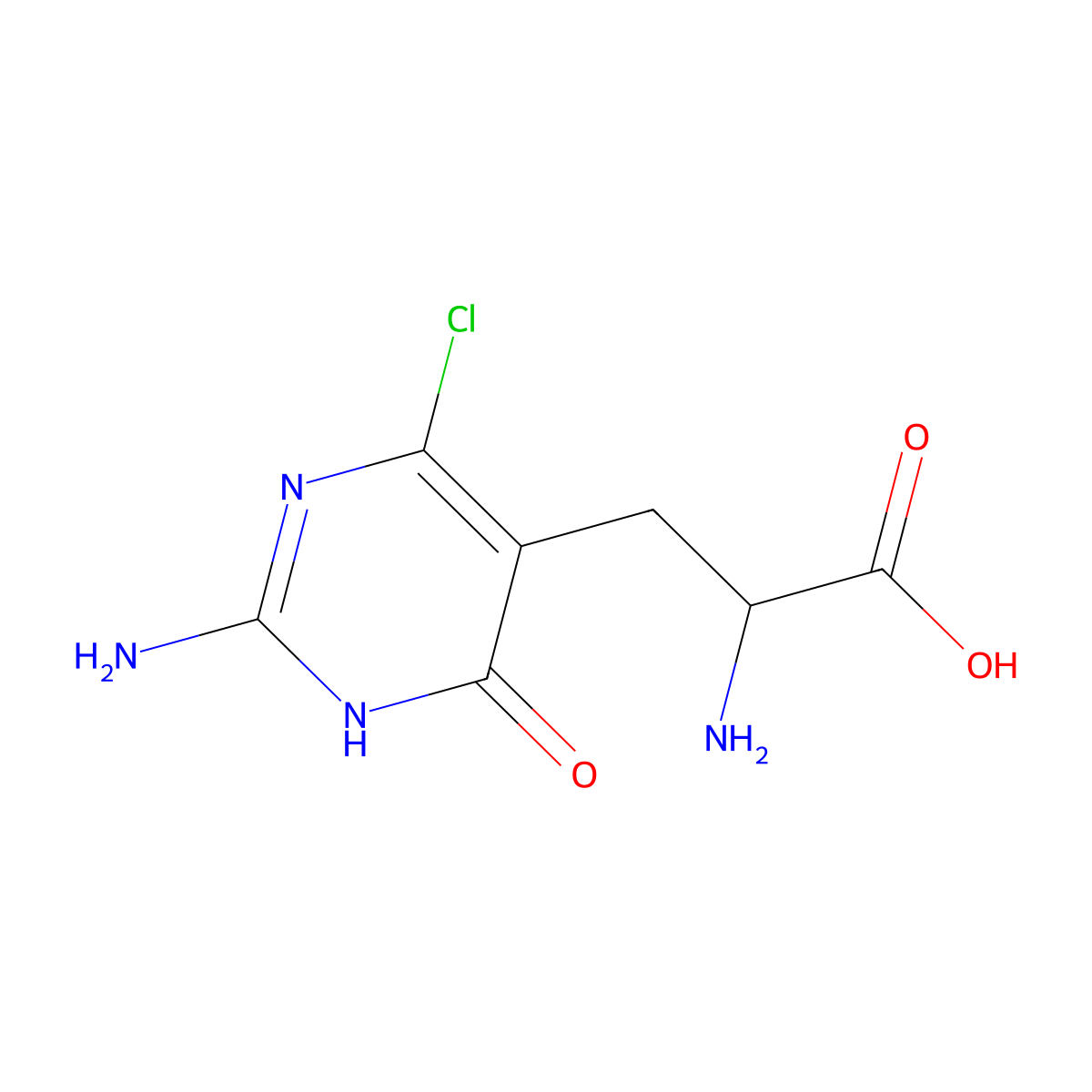 2-Amino-3-(2-amino-4-chloro-6-oxo-1,6-dihydropyrimidin-5-yl)propanoic acid molecular structure, CAS 2305253-35-2