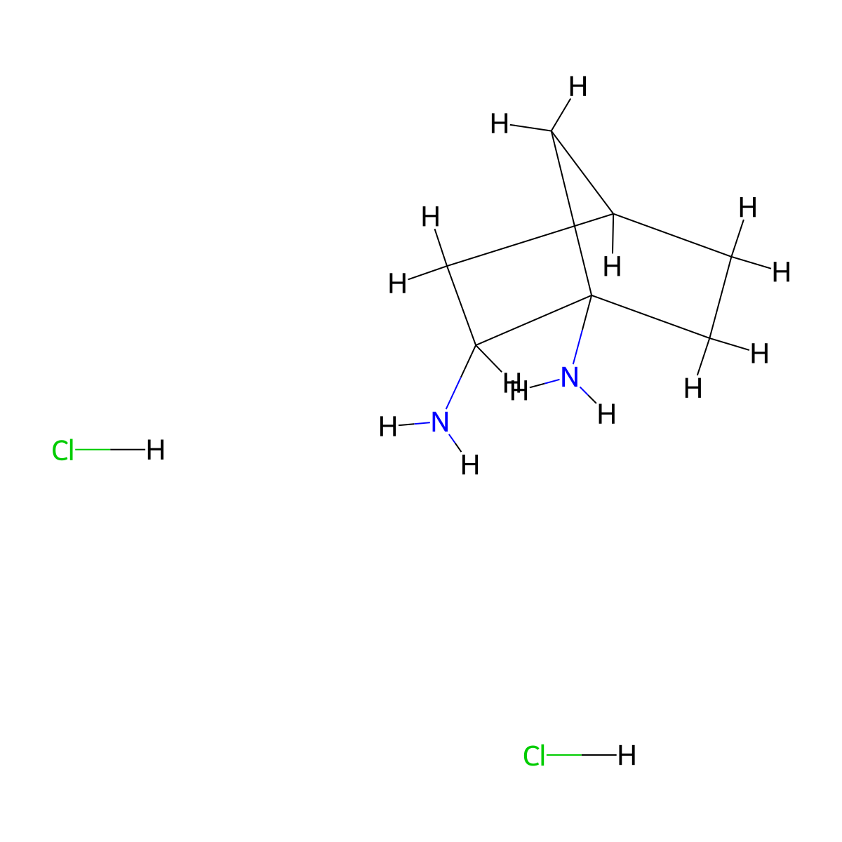 Bicyclo[2.2.1]heptane-1,2-diamine dihydrochloride molecular structure, CAS 2305253-36-3