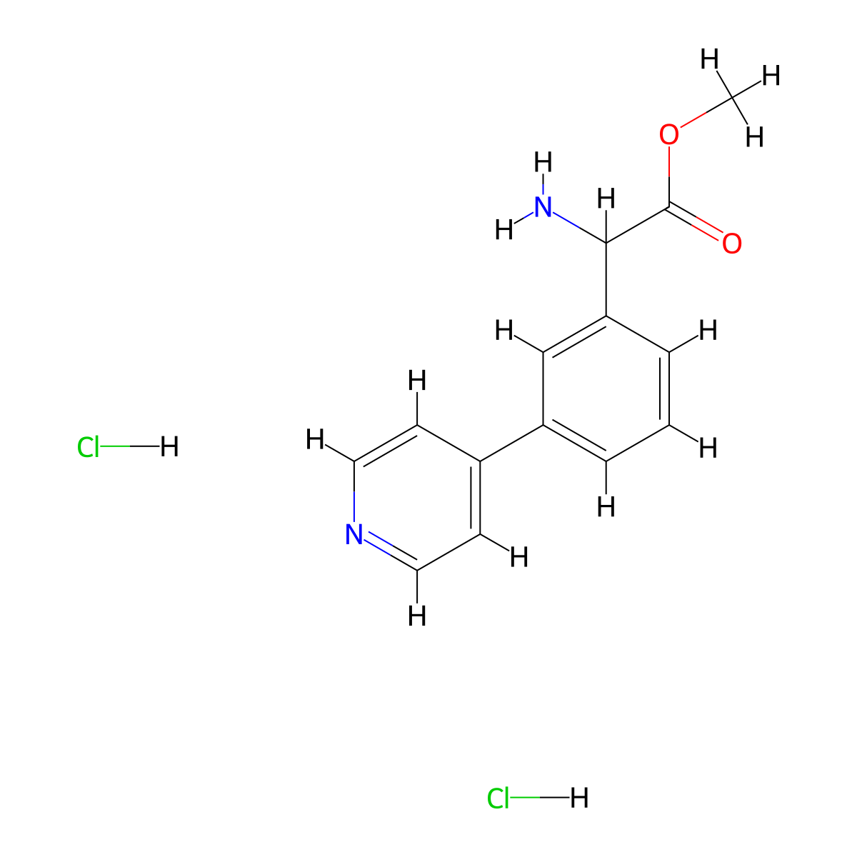 Methyl 2-amino-2-[3-(pyridin-4-yl)phenyl]acetate dihydrochloride molecular structure, CAS 2305253-49-8