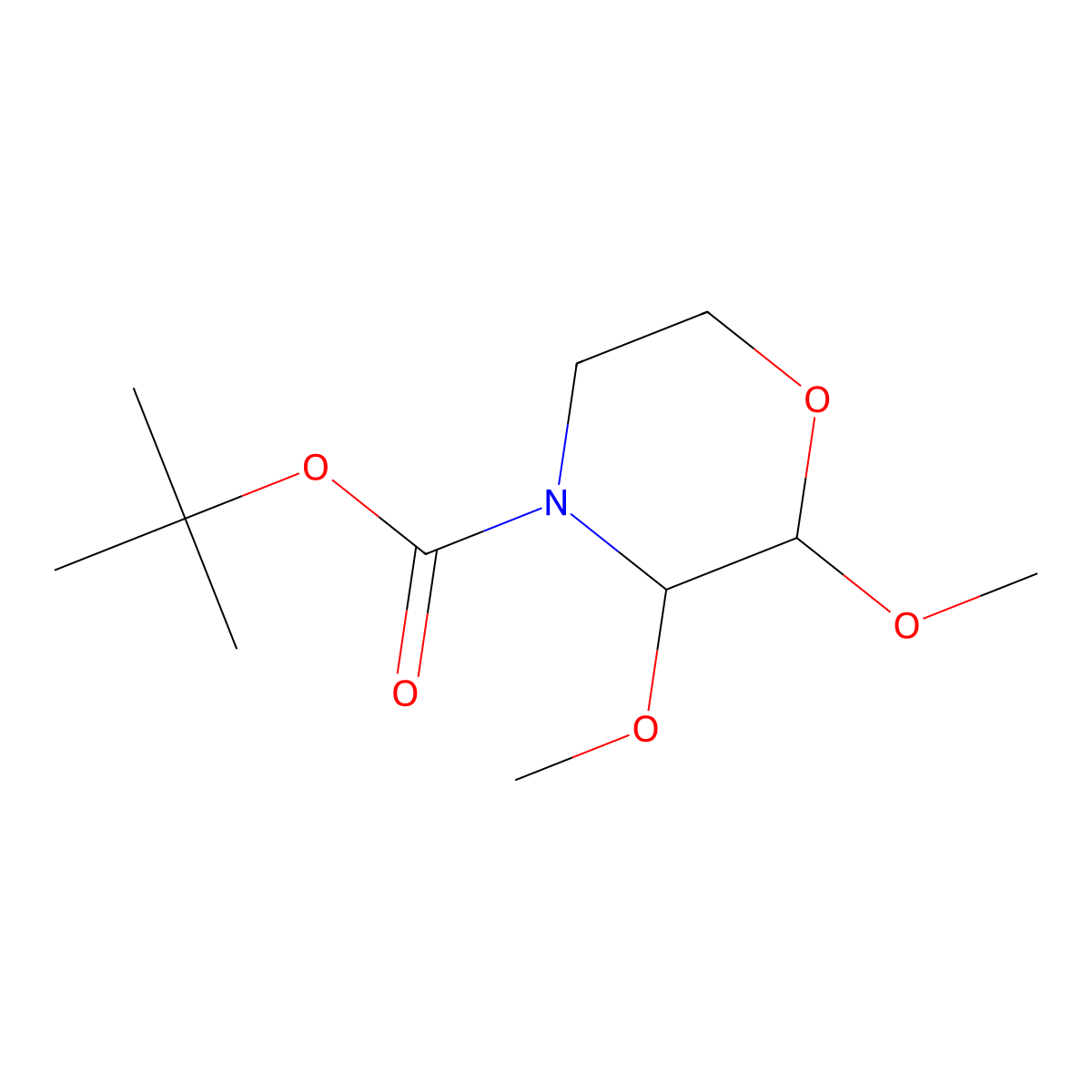 Tert-butyl 2,3-dimethoxymorpholine-4-carboxylate molecular structure, CAS 2305253-67-0
