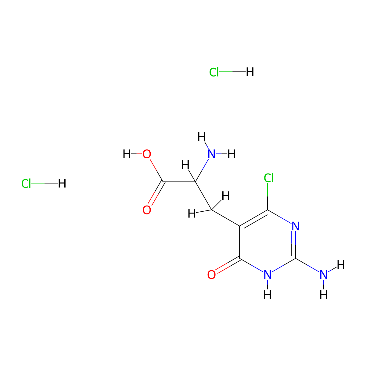2-Amino-3-(2-amino-4-chloro-6-oxo-1,6-dihydropyrimidin-5-yl)propanoic acid dihydrochloride molecular structure, CAS 2305253-70-5