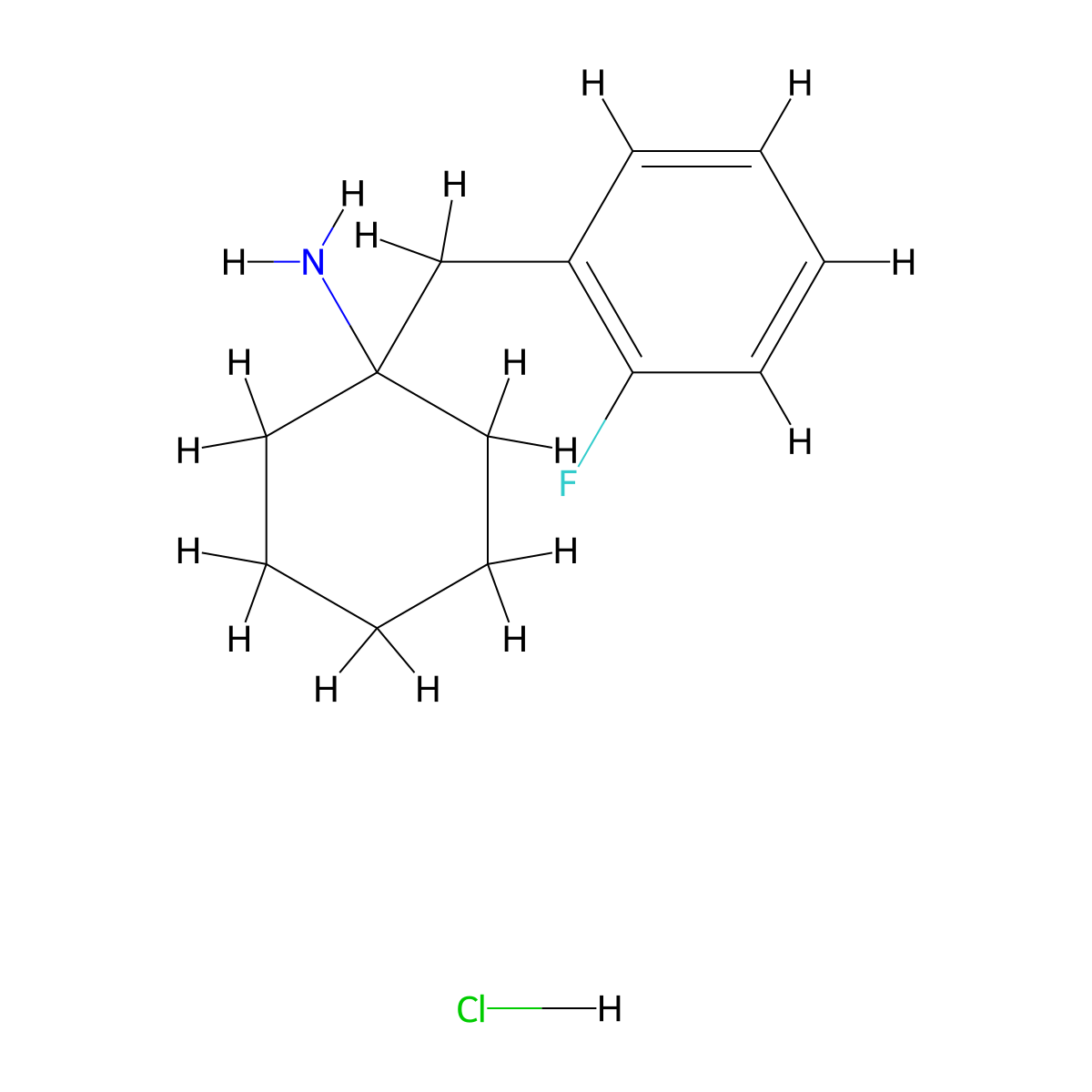 1-[(2-Fluorophenyl)methyl]cyclohexan-1-amine hydrochloride molecular structure, CAS 2305253-71-6