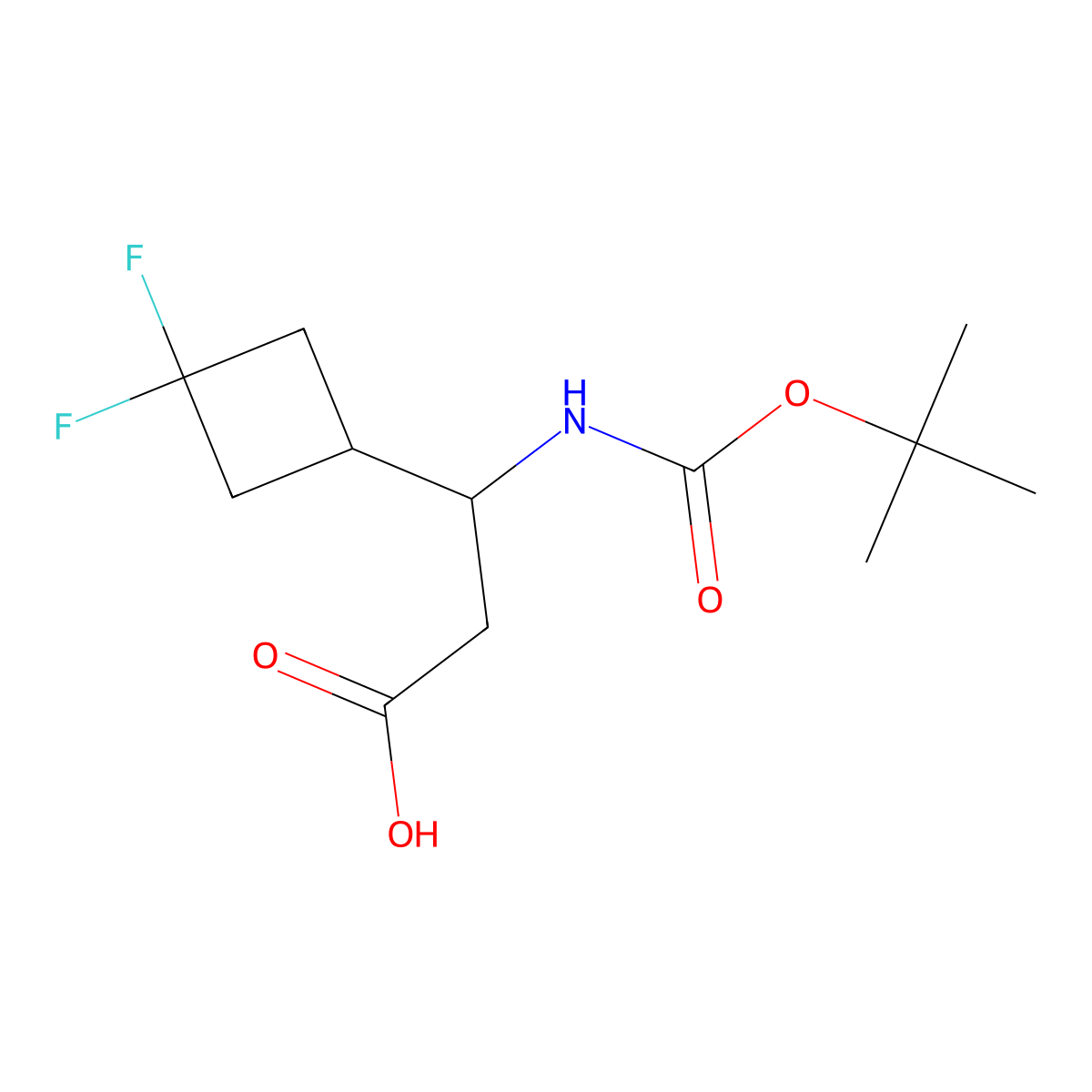3-{[(Tert-butoxy)carbonyl]amino}-3-(3,3-difluorocyclobutyl)propanoic acid molecular structure, CAS 2305253-72-7