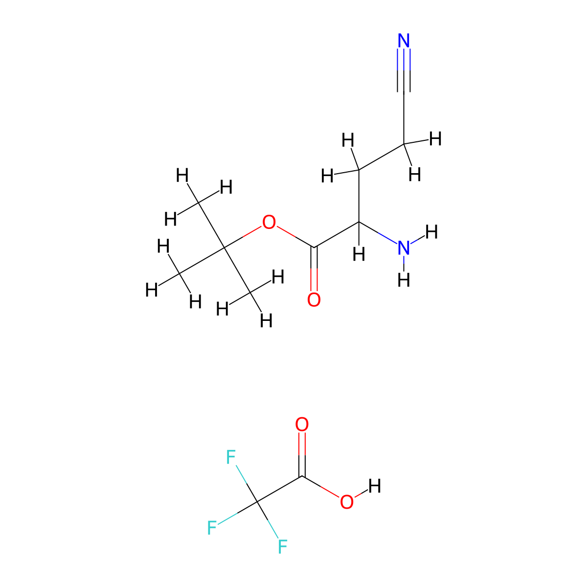 Tert-butyl 2-amino-4-cyanobutanoate, trifluoroacetic acid molecular structure, CAS 2305253-75-0