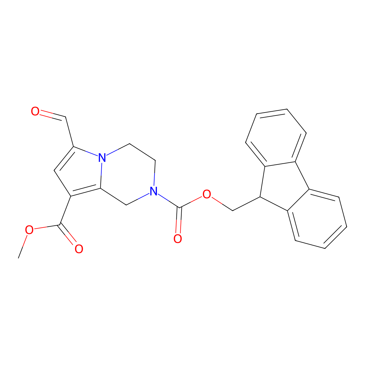 2-(9H-fluoren-9-yl)methyl 8-methyl 6-formyl-1H,2H,3H,4H-pyrrolo[1,2-a]pyrazine-2,8-dicarboxylate molecular structure, CAS 2305253-79-4