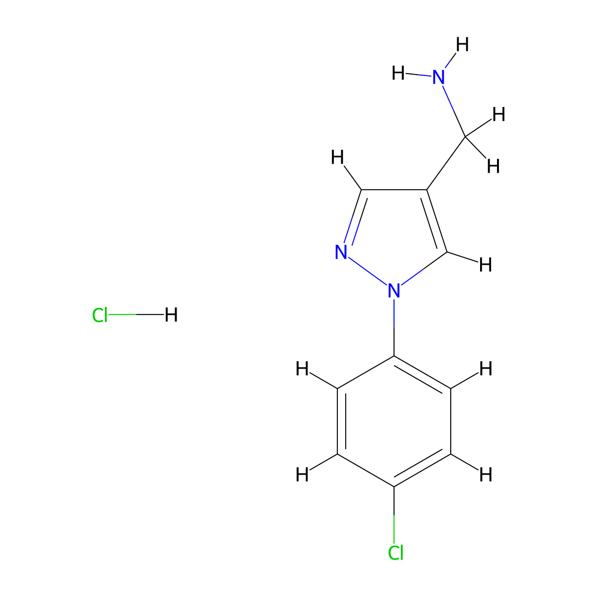 [1-(4-chlorophenyl)-1H-pyrazol-4-yl]methanamine hydrochloride molecular structure, CAS 2305253-86-3