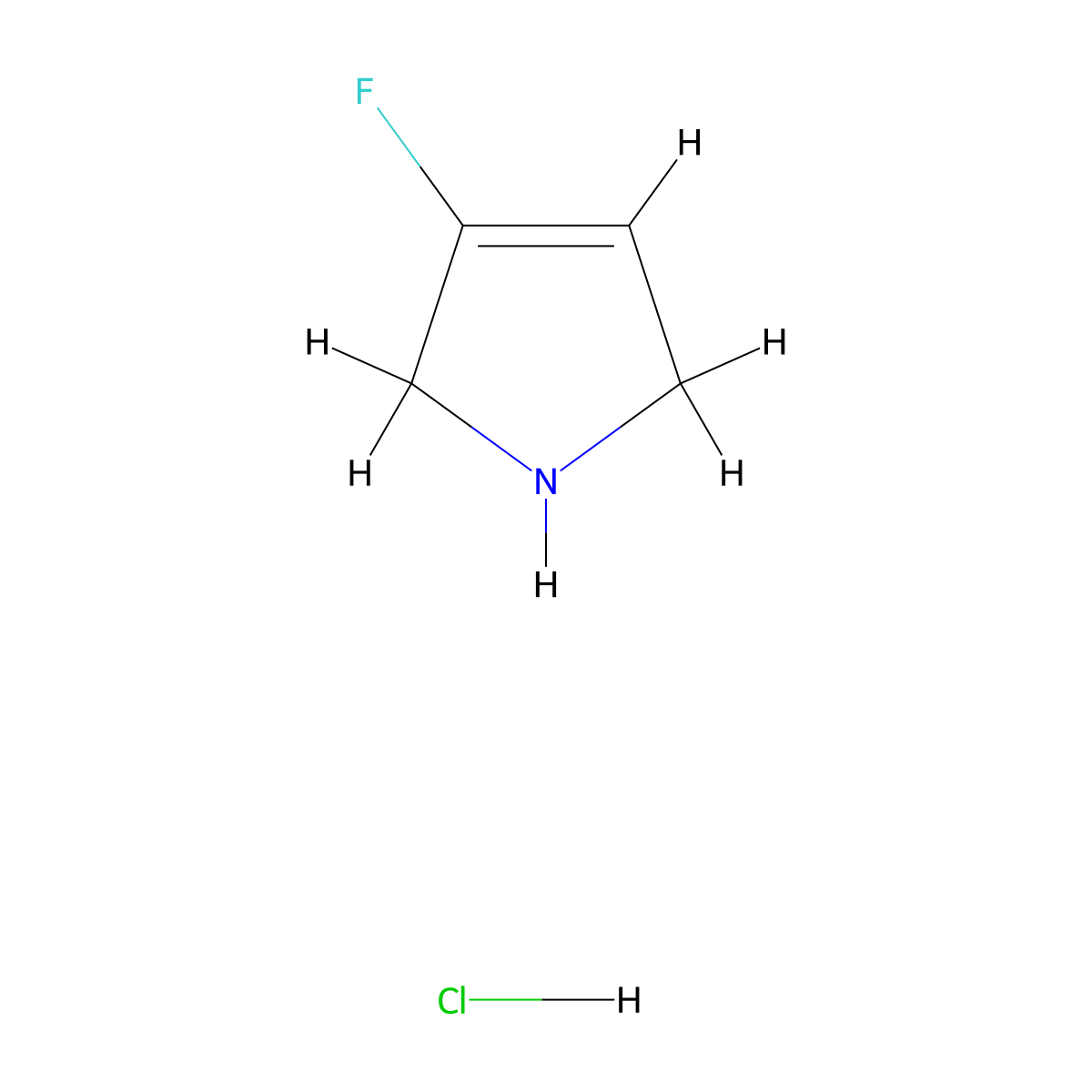 3-fluoro-2,5-dihydro-1H-pyrrole hydrochloride molecular structure, CAS 2305253-89-6