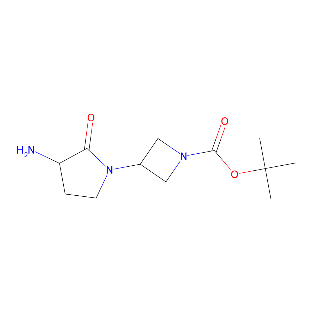 Tert-butyl 3-(3-amino-2-oxopyrrolidin-1-yl)azetidine-1-carboxylate molecular structure, CAS 2305253-99-8