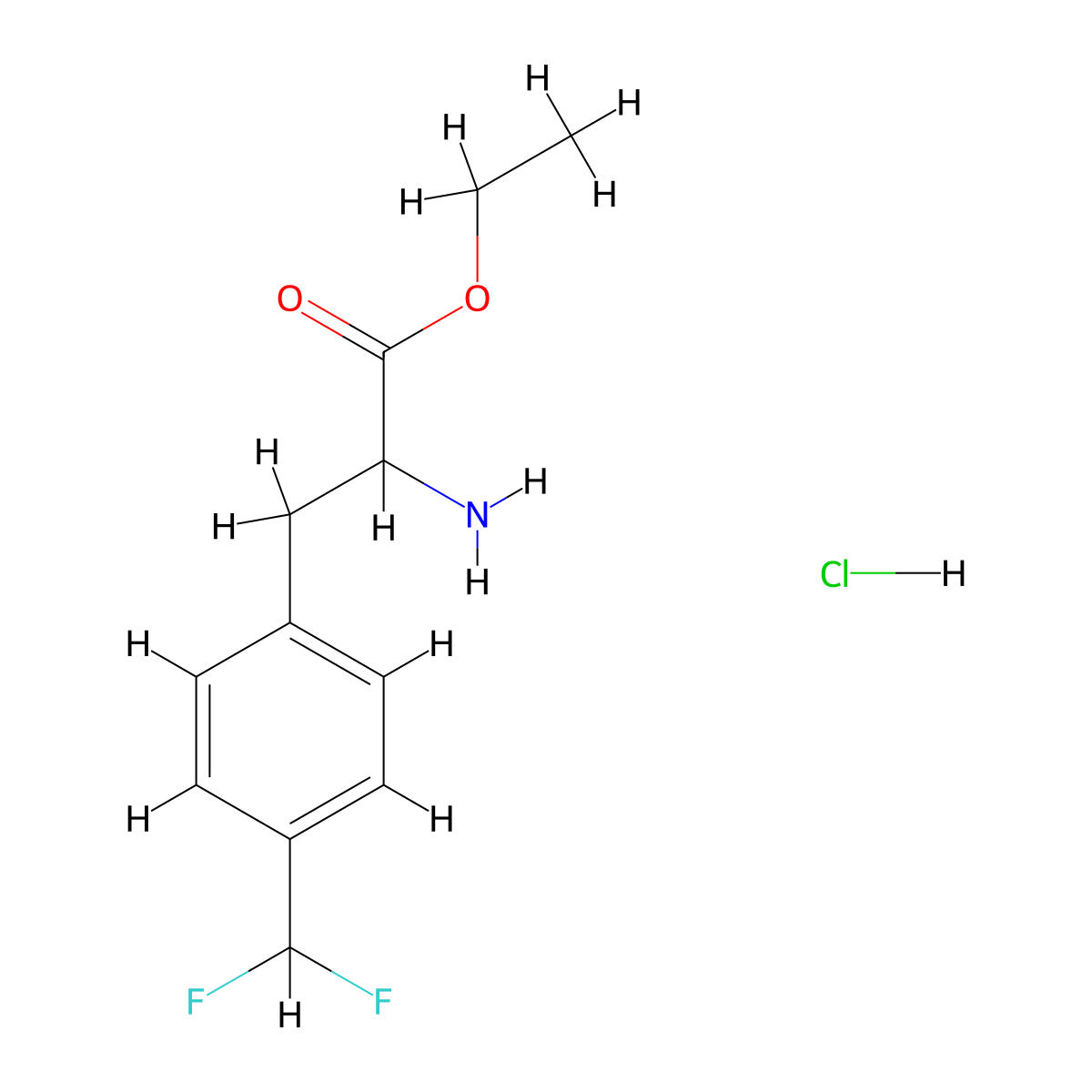Ethyl 2-amino-3-[4-(difluoromethyl)phenyl]propanoate hydrochloride molecular structure, CAS 2305254-07-1