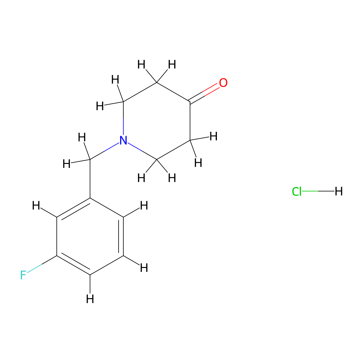 1-((3-Fluorophenyl)methyl)piperidin-4-one hydrochloride molecular structure, CAS 2305254-66-2