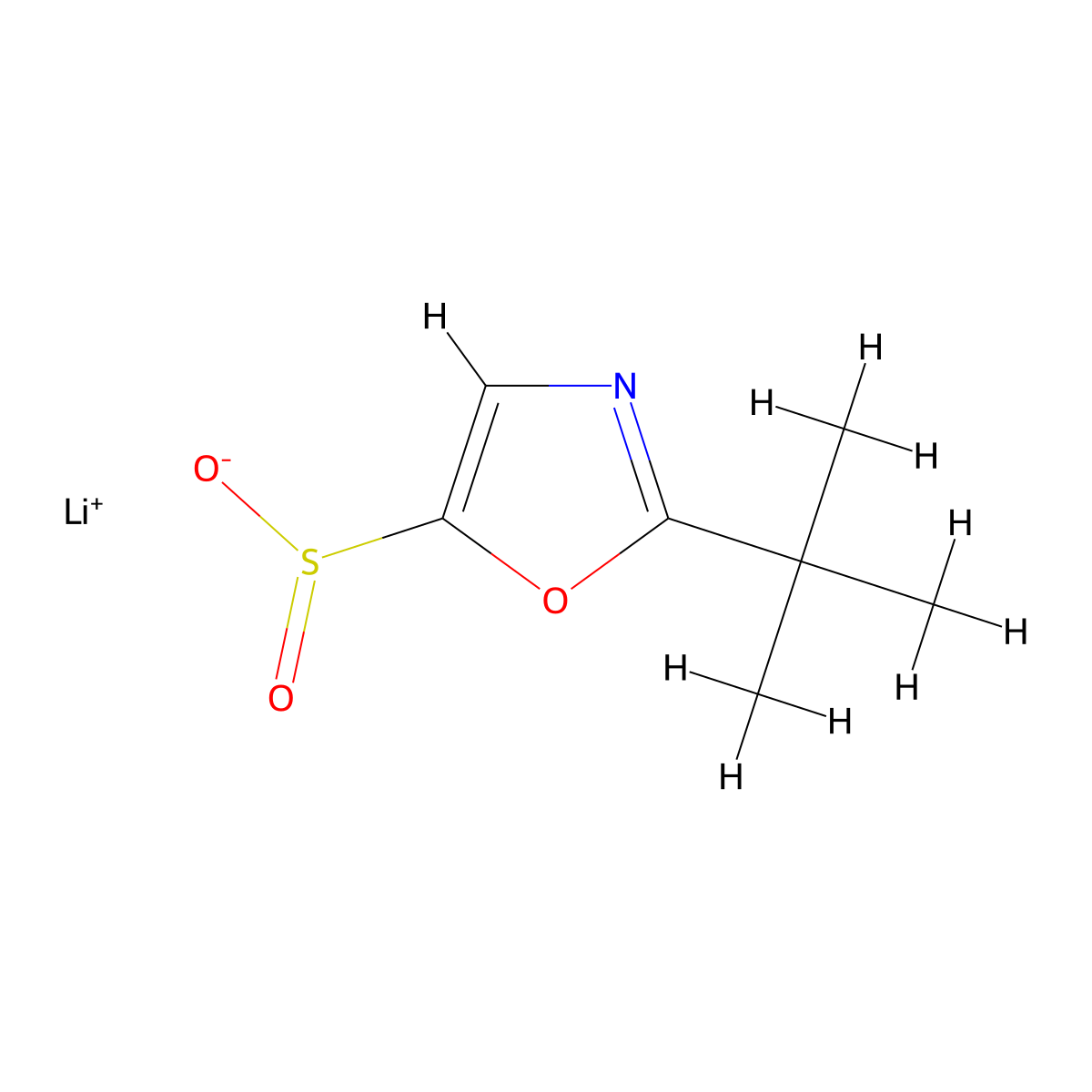 Lithium(1+)ion2-tert-butyl-1,3-oxazole-5-sulfinate molecular structure, CAS 2305254-68-4
