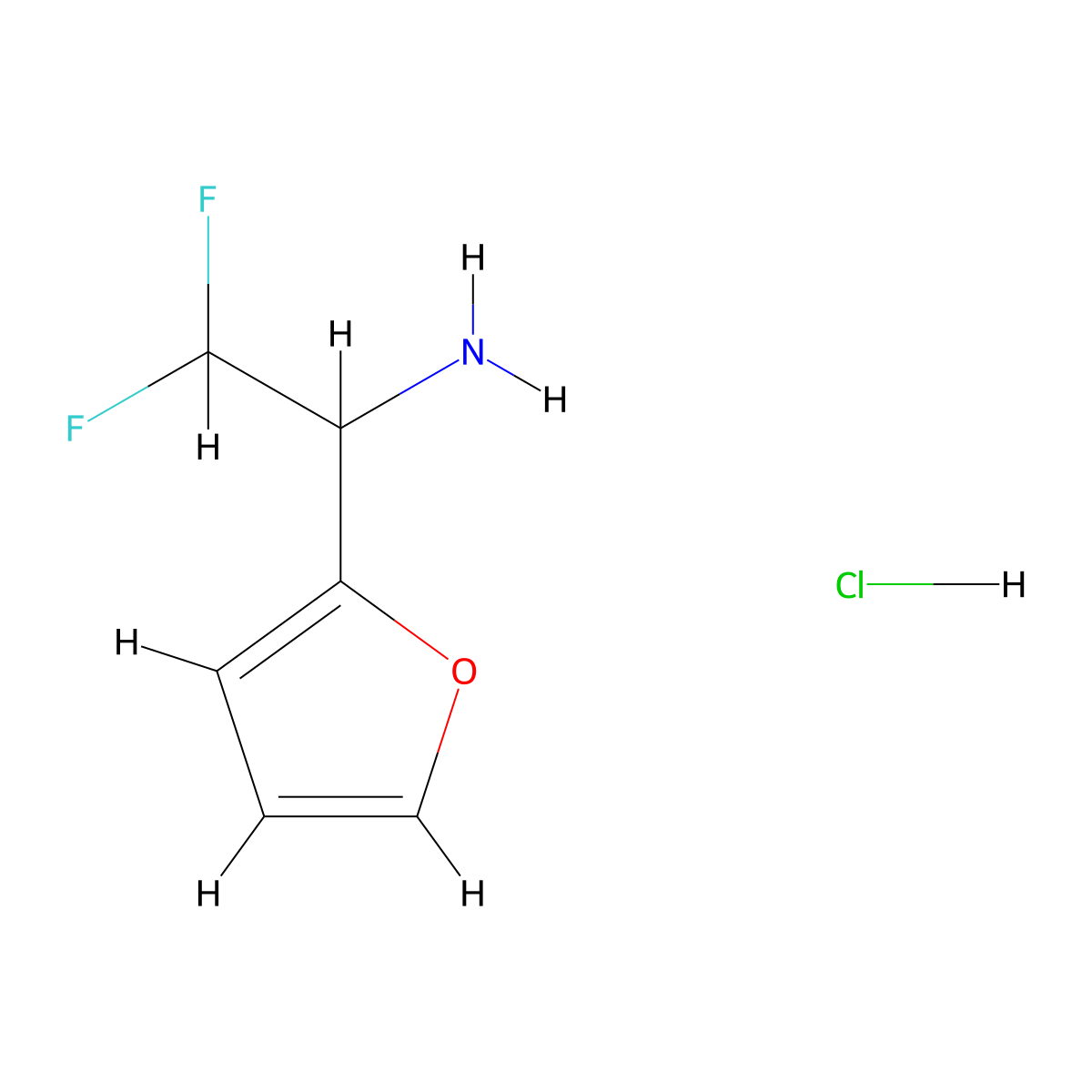 2,2-Difluoro-1-(furan-2-yl)ethan-1-amine hydrochloride molecular structure, CAS 2305254-70-8
