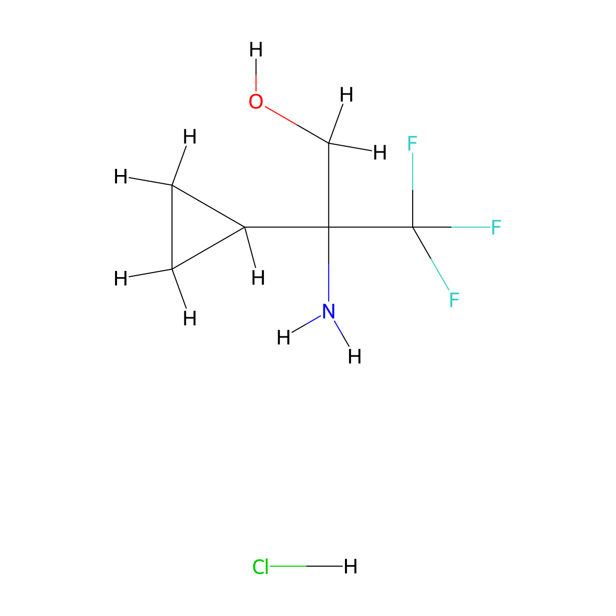 2-Amino-2-cyclopropyl-3,3,3-trifluoropropan-1-ol hydrochloride molecular structure, CAS 2305254-76-4