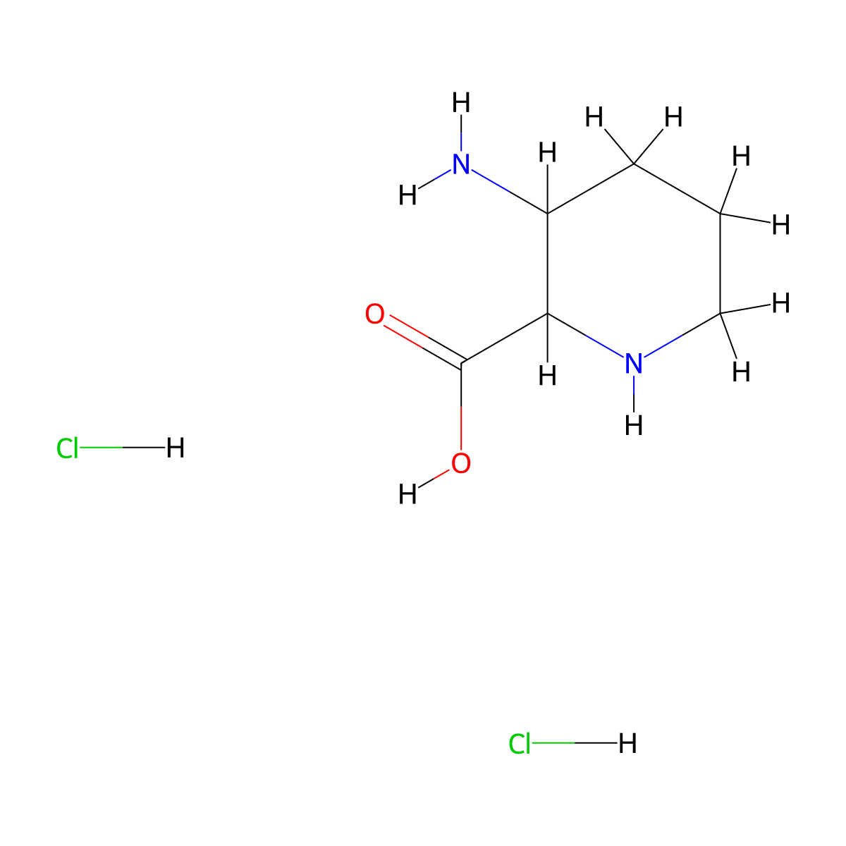 3-Aminopiperidine-2-carboxylic acid dihydrochloride molecular structure, CAS 2305254-77-5