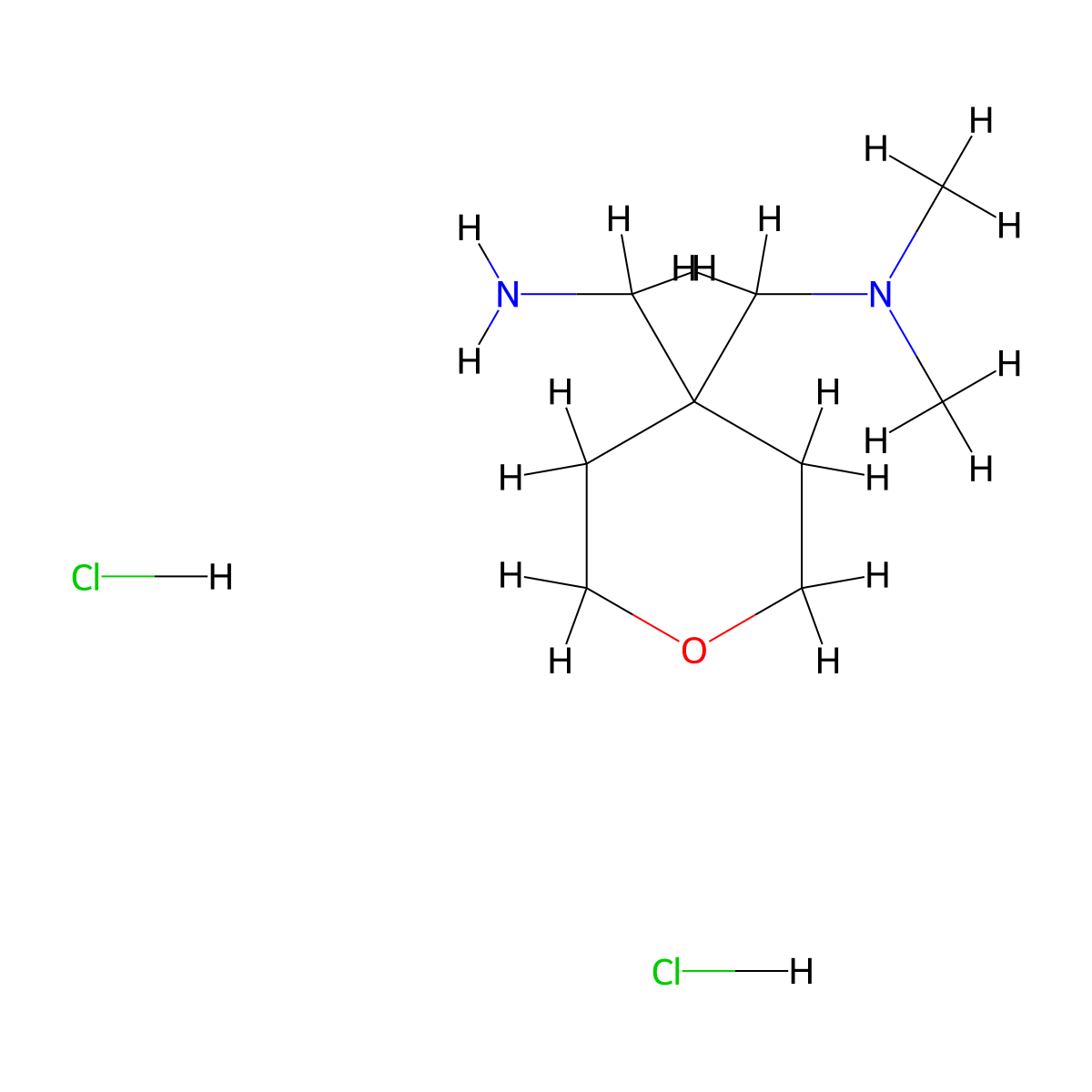 1-(4-((Dimethylamino)methyl)oxan-4-yl)methanamine dihydrochloride molecular structure, CAS 2305254-81-1