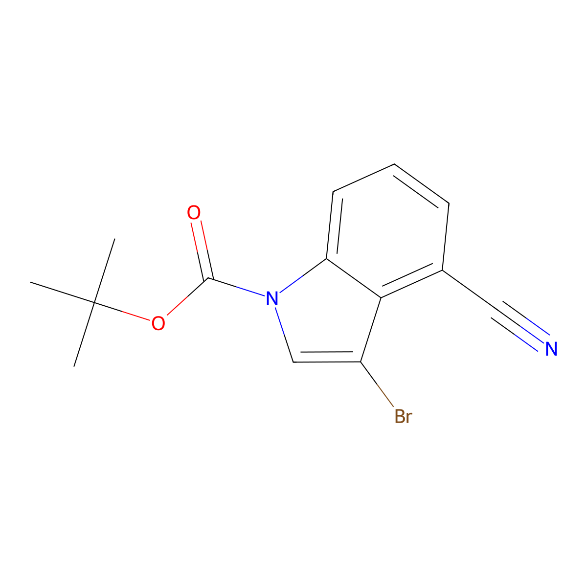 tert-butyl 3-bromo-4-cyano-1H-indole-1-carboxylate molecular structure, CAS 2305254-97-9
