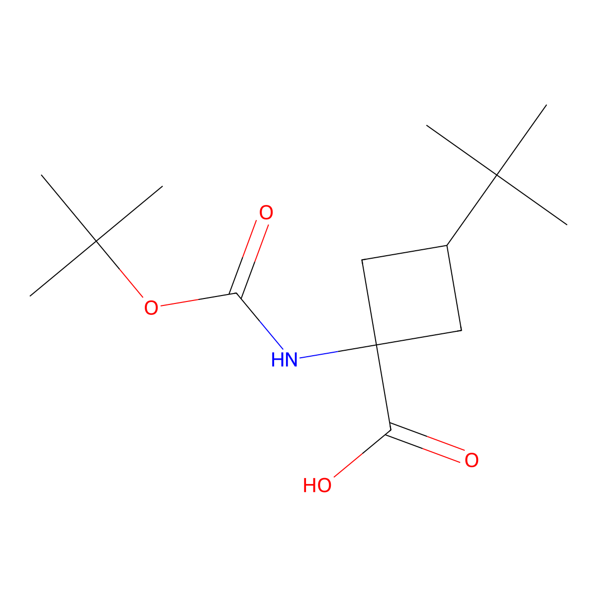 1-{[(tert-butoxy)carbonyl]amino}-3-tert-butylcyclobutane-1-carboxylicacid,Mixtureofdiastereomers molecular structure, CAS 2305255-02-9