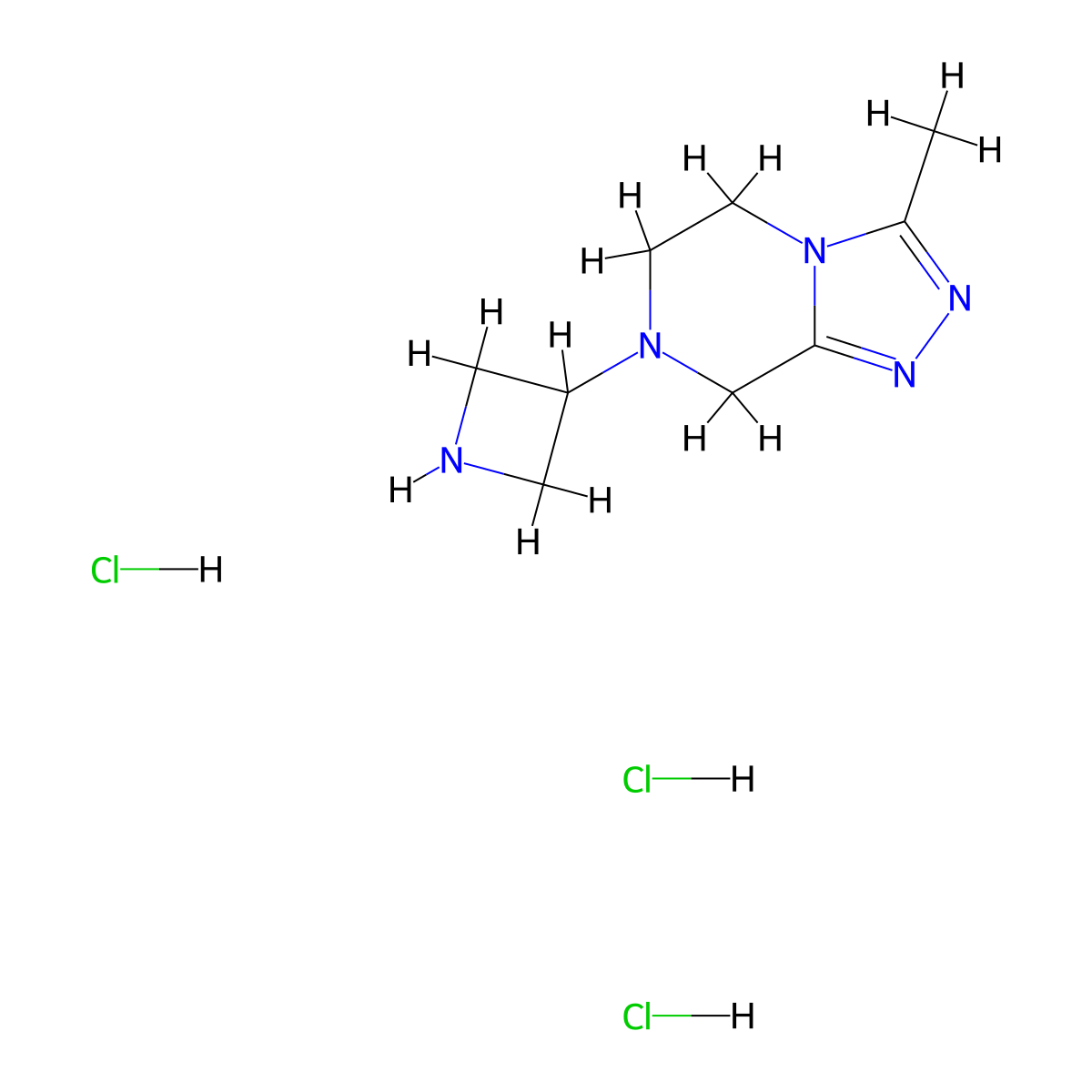 3-(3-methyl-5H,6H,7H,8H-(1,2,4)triazolo(4,3-a)pyrazin-7-yl)azetidine trihydrochloride molecular structure, CAS 2305255-03-0