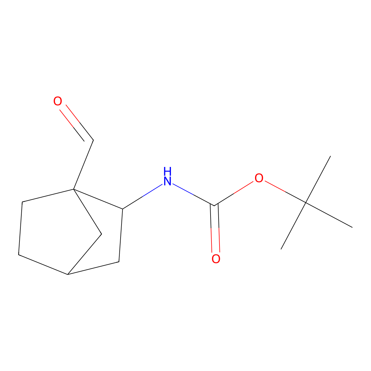 tert-butyl N-{1-formylbicyclo[2.2.1]heptan-2-yl}carbamate, Mixture of diastereomers molecular structure, CAS 2305255-05-2