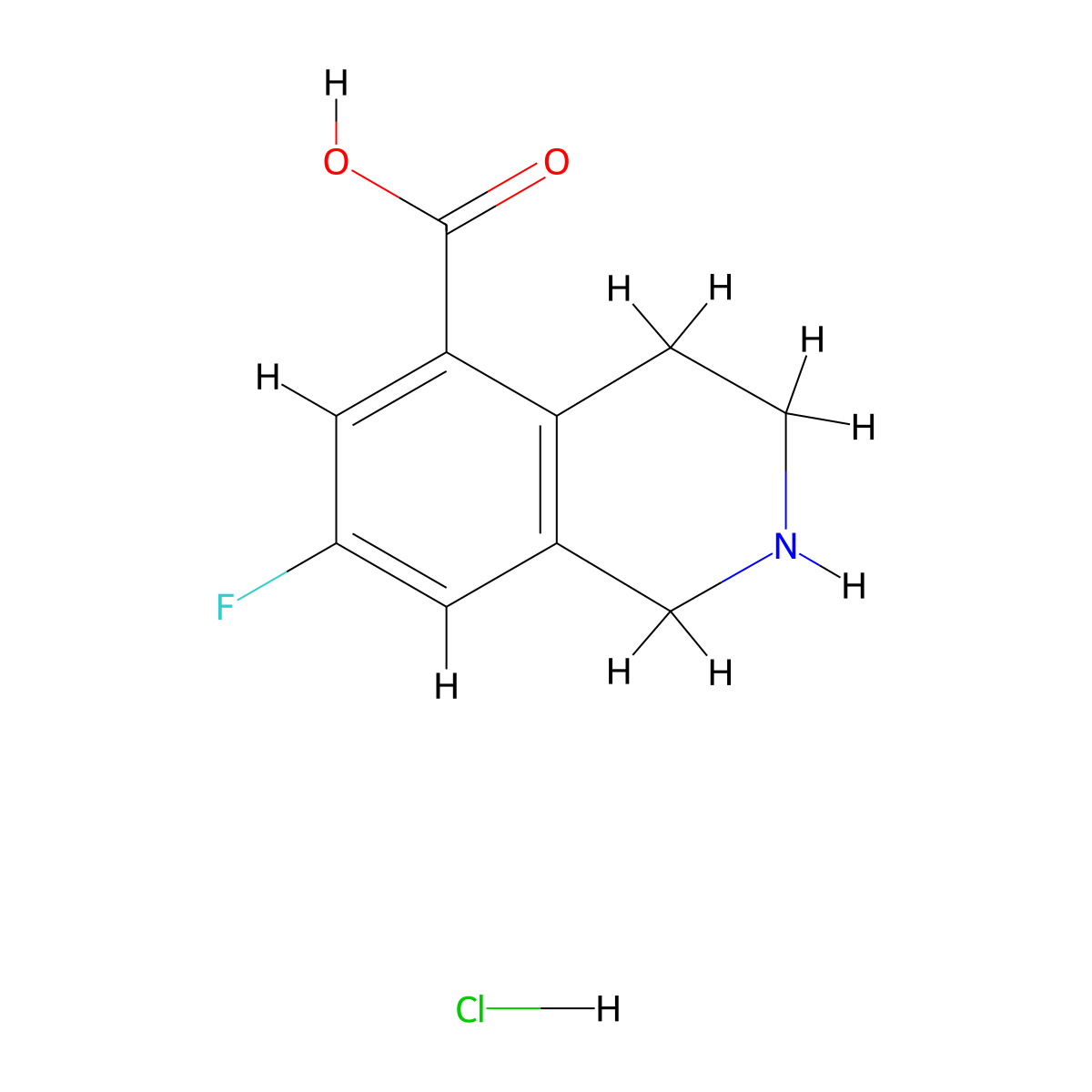 7-Fluoro-1,2,3,4-tetrahydroisoquinoline-5-carboxylic acid hydrochloride molecular structure, CAS 2305255-07-4