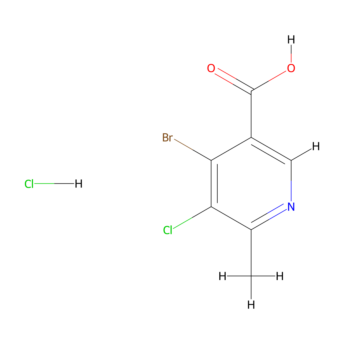 4-Bromo-5-chloro-6-methylpyridine-3-carboxylicacidhydrochloride molecular structure, CAS 2305255-11-0