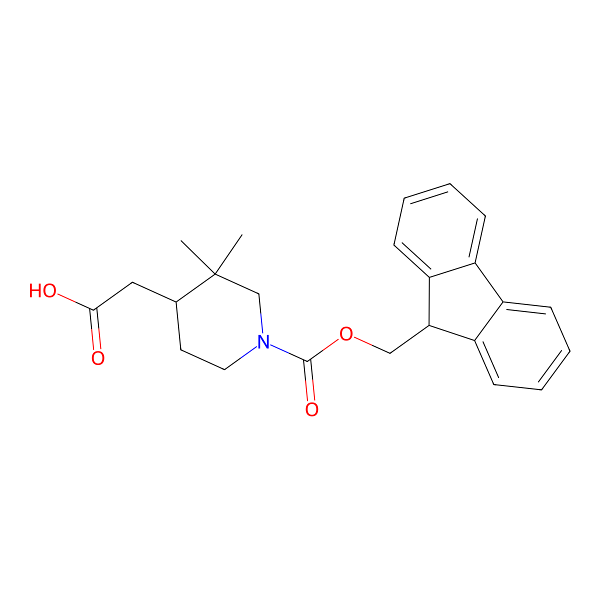2-(1-{[(9H-fluoren-9-yl)methoxy]carbonyl}-3,3-dimethylpiperidin-4-yl)acetic acid molecular structure, CAS 2305255-17-6