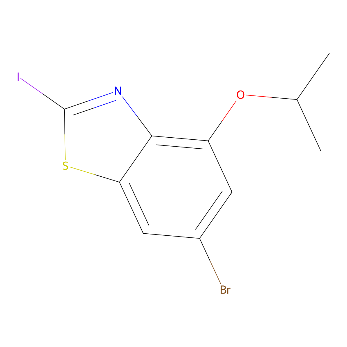 6-Bromo-2-iodo-4-(propan-2-yloxy)-1,3-benzothiazole molecular structure, CAS 2305255-23-4