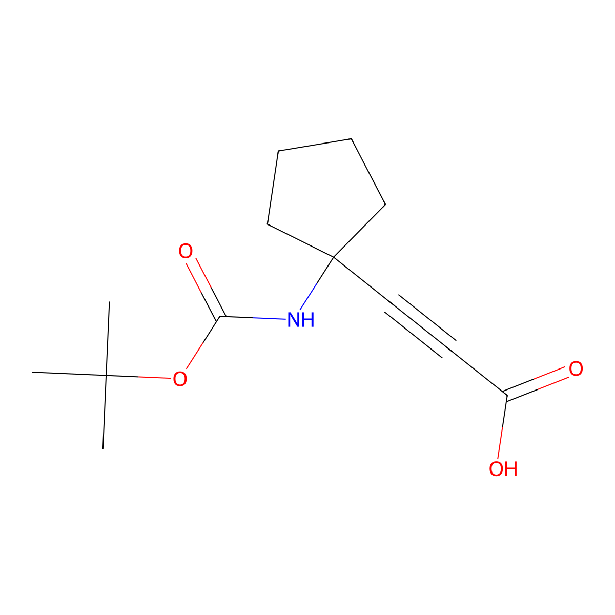 3-(1-{[(Tert-butoxy)carbonyl]amino}cyclopentyl)prop-2-ynoic acid molecular structure, CAS 2305255-33-6