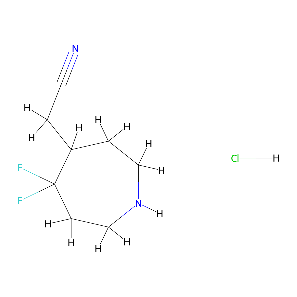 2-(5,5-Difluoroazepan-4-yl)acetonitrile hydrochloride molecular structure, CAS 2305255-38-1