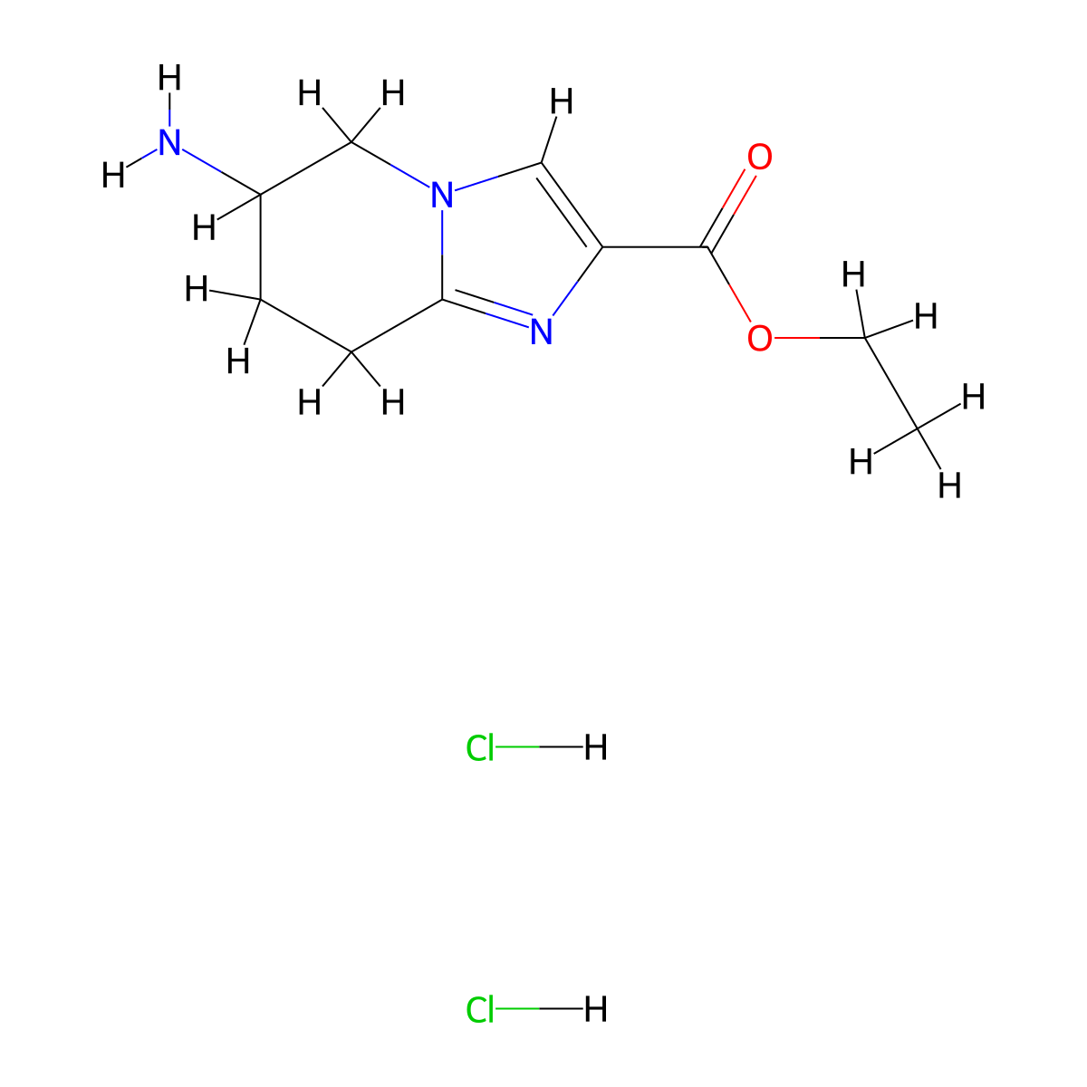 ethyl 6-amino-5H,6H,7H,8H-imidazo(1,2-a)pyridine-2-carboxylate dihydrochloride molecular structure, CAS 2305255-47-2