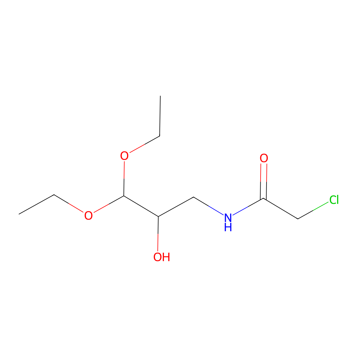 2-Chloro-N-(3,3-diethoxy-2-hydroxypropyl)acetamide molecular structure, CAS 2305255-49-4