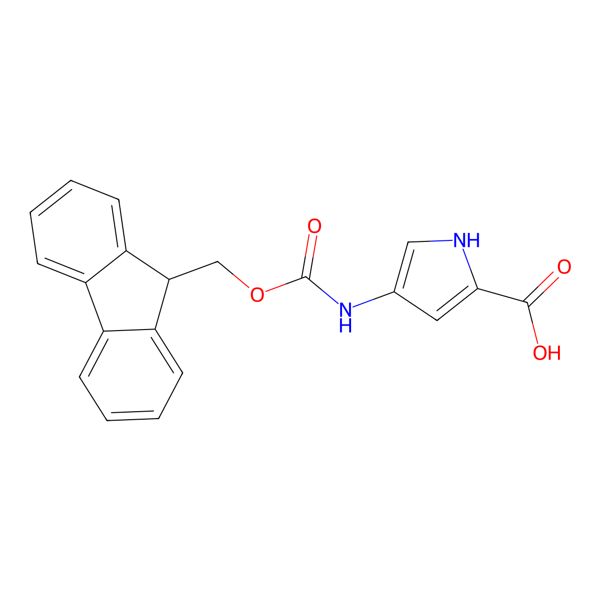 4-(9H-Fluorene-9-ylmethoxycarbonylamino)-1H-pyrrole-2-carboxylic acid molecular structure, CAS 2305255-51-8