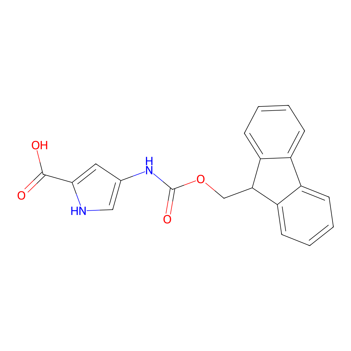 4-(9H-Fluorene-9-ylmethoxycarbonylamino)-1H-pyrrole-2-carboxylic acid molecular structure, CAS 2305255-51-8