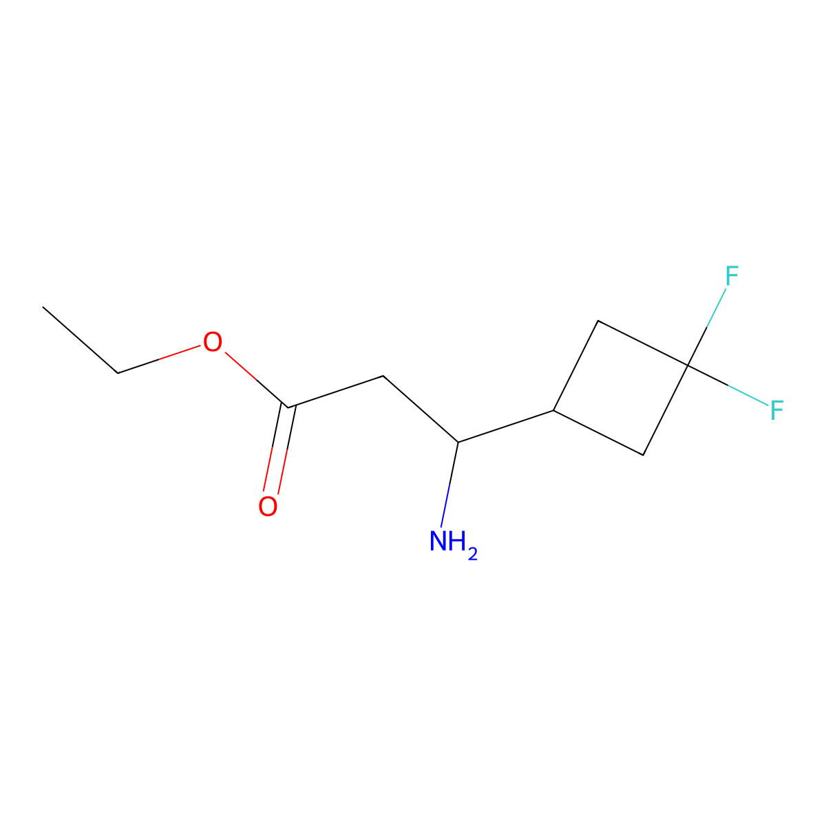 Ethyl 3-amino-3-(3,3-difluorocyclobutyl)propanoate molecular structure, CAS 2305255-57-4