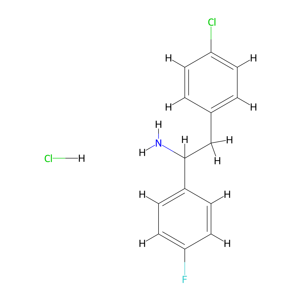 2-(4-Chlorophenyl)-1-(4-fluorophenyl)ethan-1-amine hydrochloride molecular structure, CAS 2305255-61-0