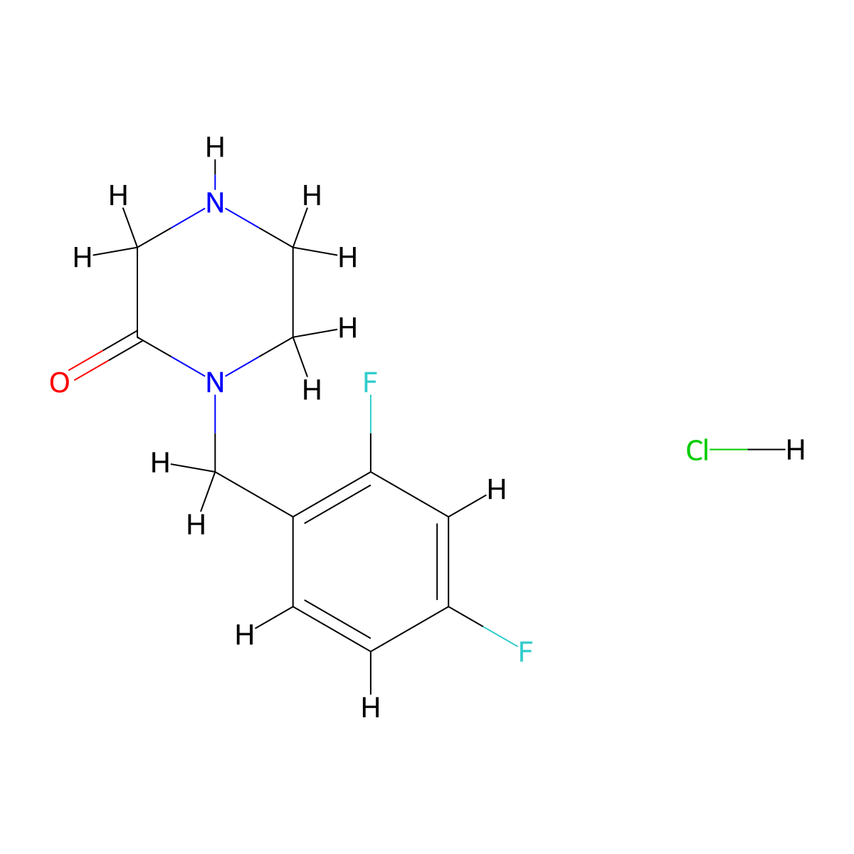 1-[(2,4-Difluorophenyl)methyl]piperazin-2-one hydrochloride molecular structure, CAS 2305255-62-1