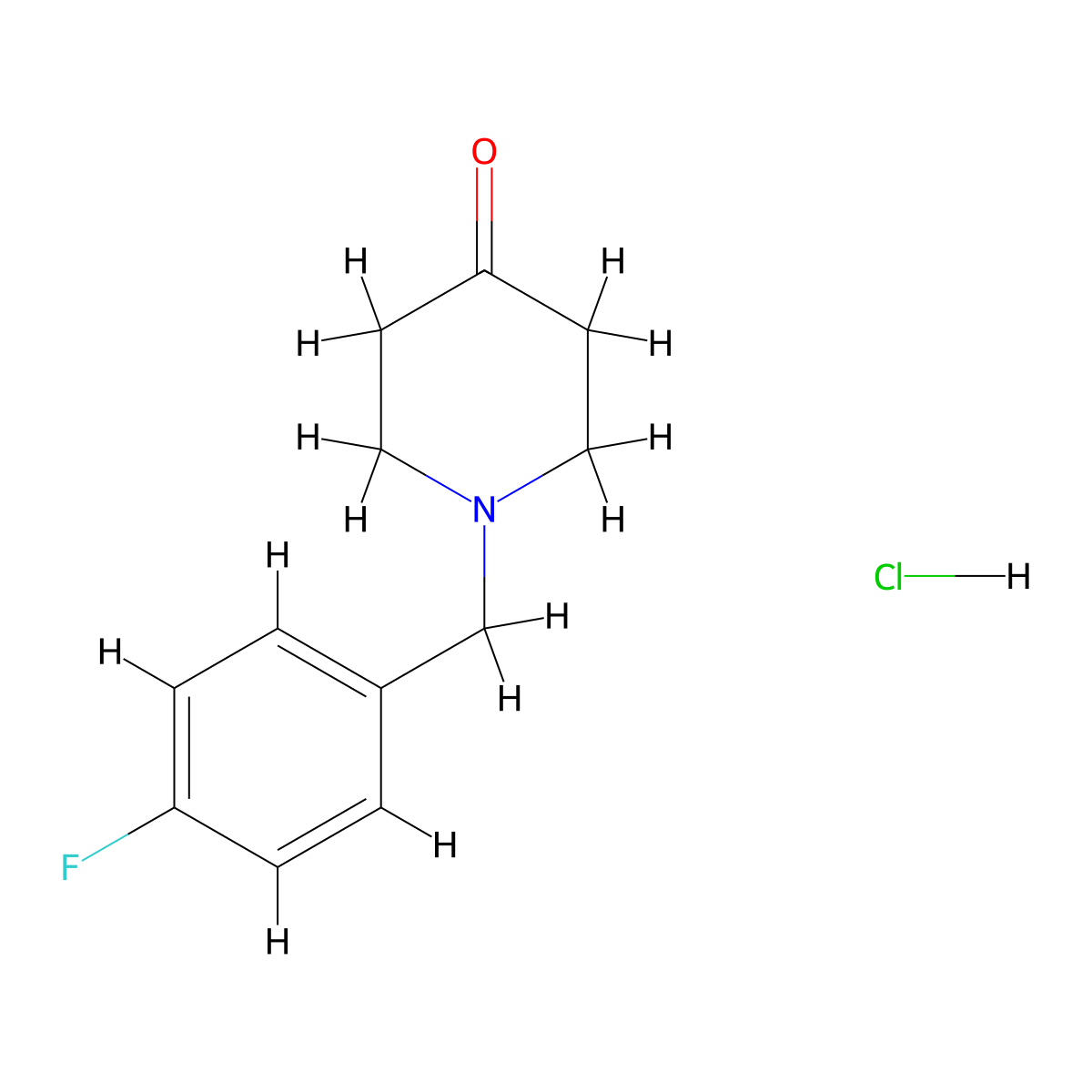 1-((4-Fluorophenyl)methyl)piperidin-4-one hydrochloride molecular structure, CAS 2305255-68-7