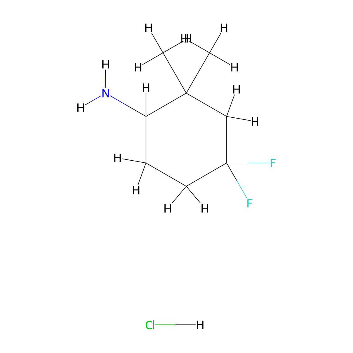 4,4-Difluoro-2,2-dimethylcyclohexan-1-amine hydrochloride molecular structure, CAS 2305255-70-1