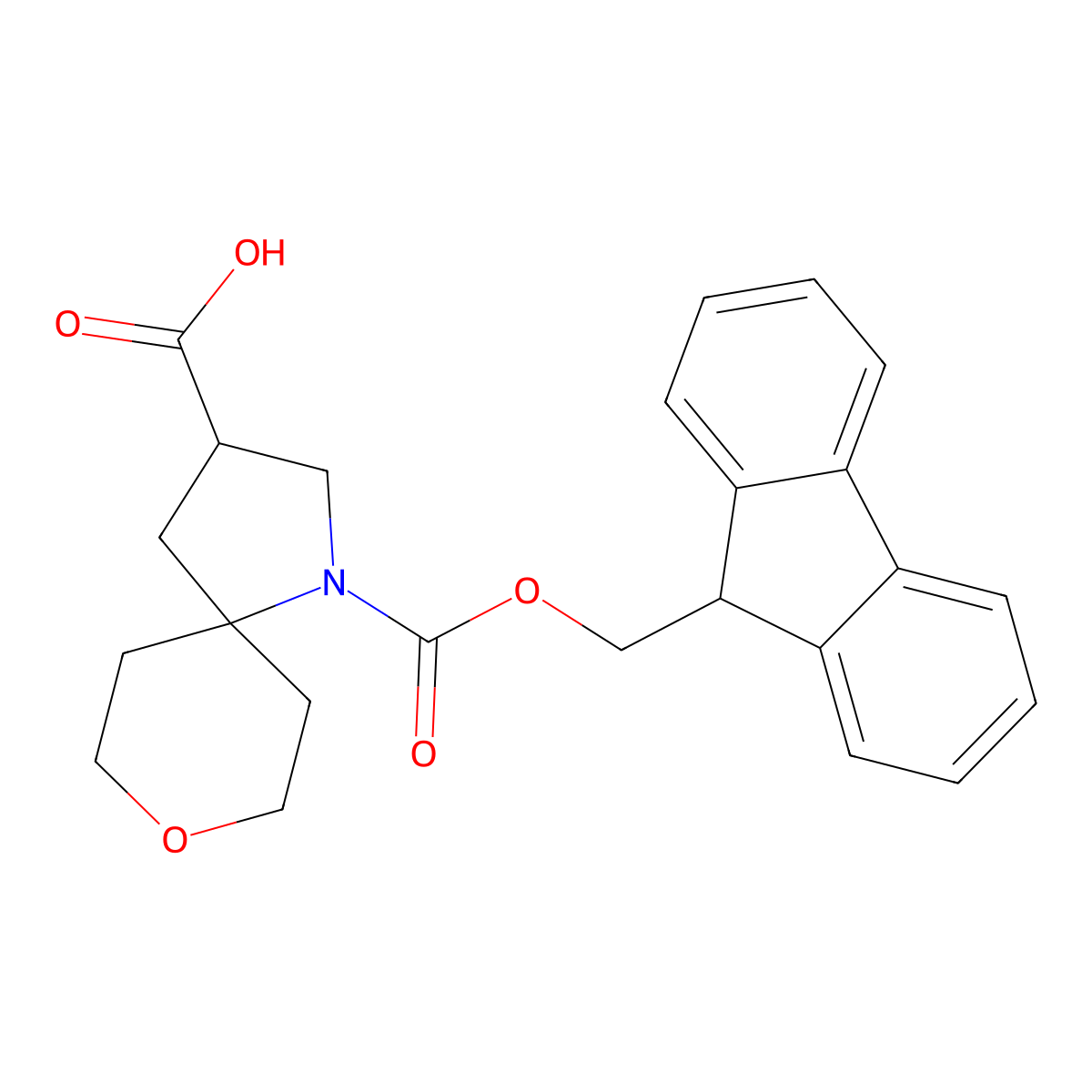 1-(9H-Fluoren-9-ylmethoxycarbonyl)-8-oxa-1-azaspiro[4.5]decane-3-carboxylic acid molecular structure, CAS 2305255-73-4