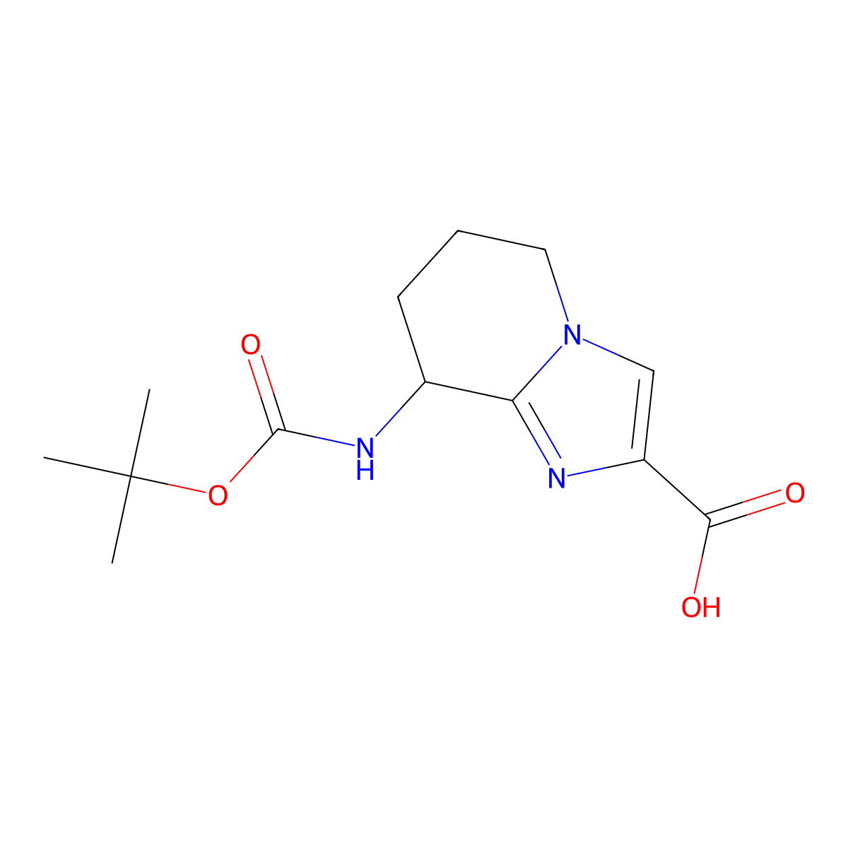 8-{[(tert-butoxy)carbonyl]amino}-5H,6H,7H,8H-imidazo[1,2-a]pyridine-2-carboxylic acid molecular structure, CAS 2305255-74-5