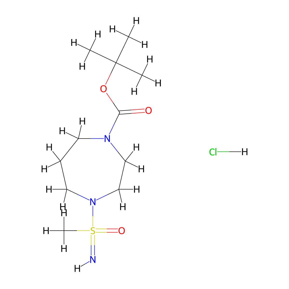 Tert-butyl 4-[imino(methyl)oxo-lambda6-sulfanyl]-1,4-diazepane-1-carboxylate hydrochloride molecular structure, CAS 2305255-79-0