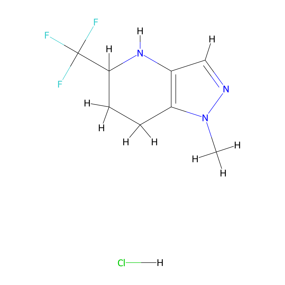 1-methyl-5-(trifluoromethyl)-1H,4H,5H,6H,7H-pyrazolo[4,3-b]pyridinehydrochloride molecular structure, CAS 2305255-83-6