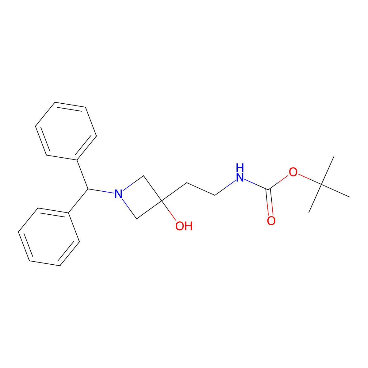 Tert-butyl N-[2-(1-benzhydryl-3-hydroxyazetidin-3-yl)ethyl]carbamate molecular structure, CAS 2305255-89-2