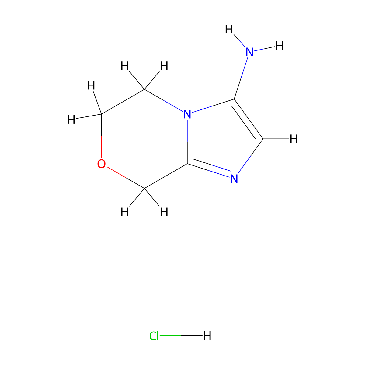 5H,6H,8H-imidazo[2,1-c][1,4]oxazin-3-amine hydrochloride molecular structure, CAS 2305255-91-6
