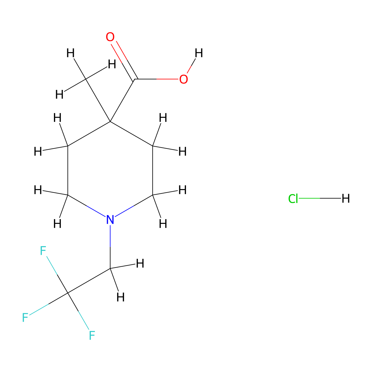4-Methyl-1-(2,2,2-trifluoroethyl)piperidine-4-carboxylic acid hydrochloride molecular structure, CAS 2305255-93-8