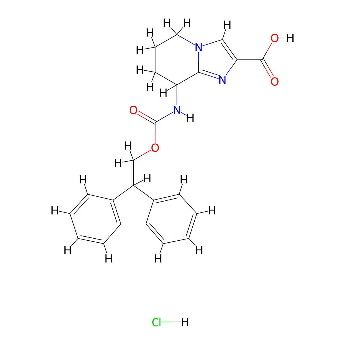 Imidazo[1,2-a]pyridine-2-carboxylic acid, 8-[[(9H-fluoren-9-ylmethoxy)carbonyl]amino]-5,6,7,8-tetrahydro-, hydrochloride (1:1) molecular structure, CAS 2305256-02-2